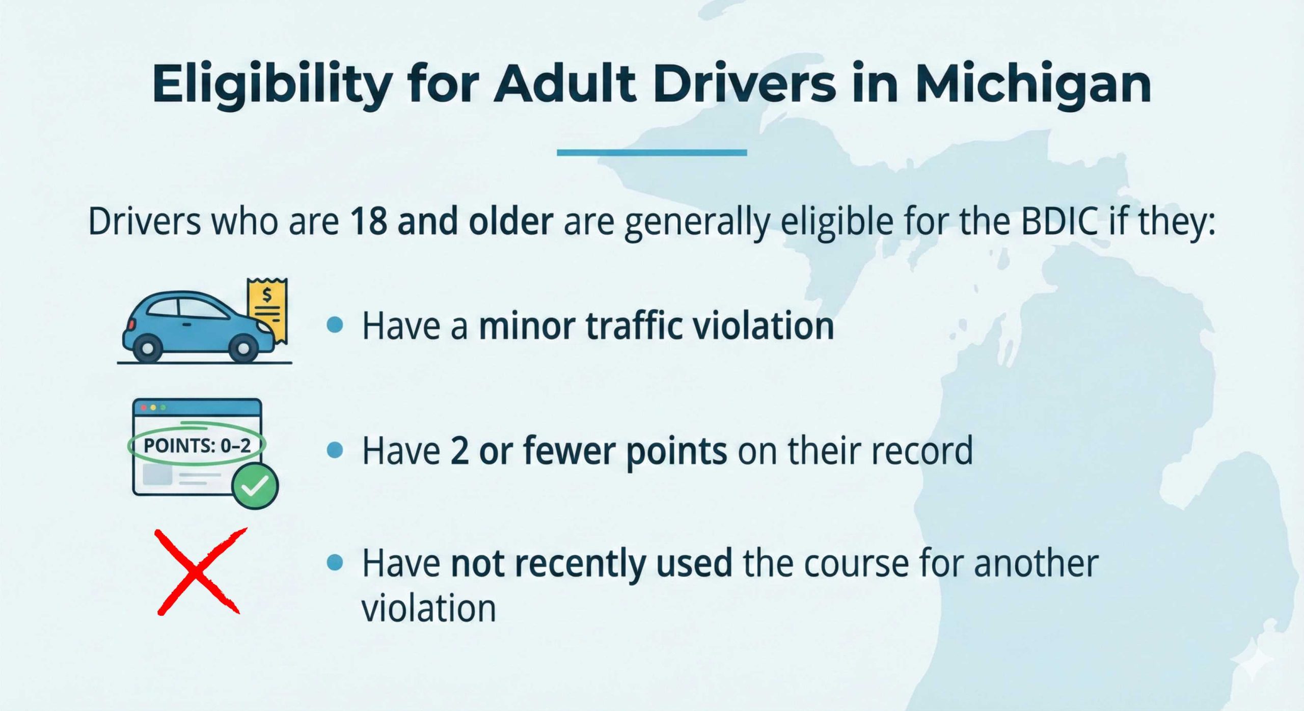 Traffic School Eligibility for Adult Drivers in Michigan